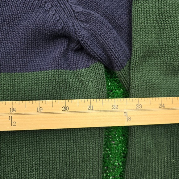 Nautica Sweater Mens Large Green Blue 1/4 Zip‎ Pullover Preppy Casual - Picture 6 of 10
